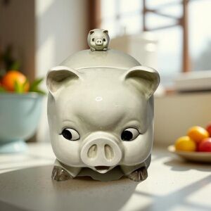 Vintage Otagiri Pig Cookie Jar Canister 1970s Japan Pig and Piglet |